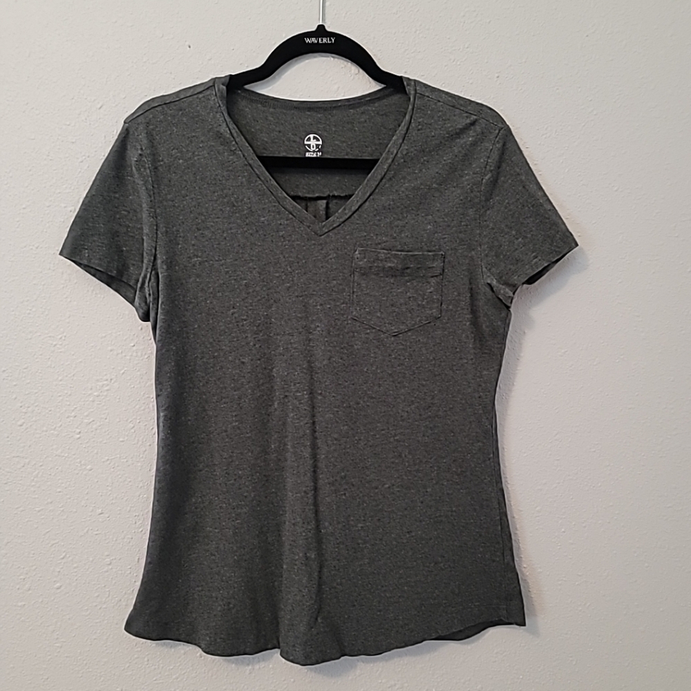 LO Brand Charcoal V Neck T-Shirt w Pocket Sz M
